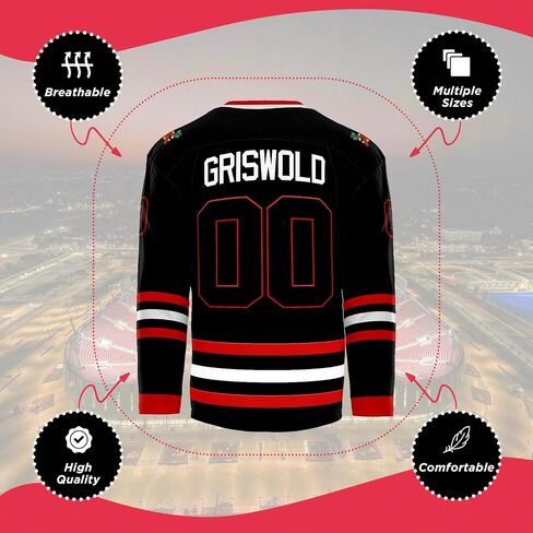 Griswold Youth #00 Movie Hockey Jersey – Stitched Letters & Numbers Authentic Fan Apparel Breathable Polyester S-XL Kids in Kuwait