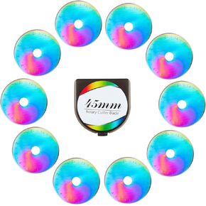 HEADLEY TOOLS 45mm Rotary Cutter Blades 10 Pack Fits Olfa, Fiskars, Replacement Rotary Blade for Arts Crafts Sewing, Rainbow