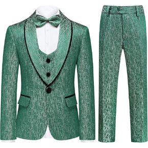 طقم بدلة سهرة للأولاد شال مخملي مخطط للأطفال 3 قطع بدلة رسمية بقصة ضيقة مع سترة وسترة وسروال in Kuwait