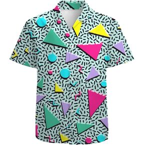 Mens Funny Hawaiian Shirts 3D Graphic Button Down Short Sleeve Tropical Holiday Beach Aloha Shirt
