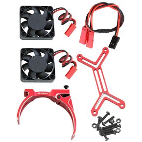 Motor Cooling Fan with 47-49mm Adjustable Mount Upgrades Part for 1/8 1/5 Infraction,Felony,Limitless,4985 1717 Motor,Aluminum 4010 High Speed Cooling Dual Fans 15000 RPM Heatsink,Red
