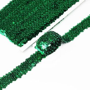 Length 5Yards，Wide 1.9 Inch White Elastic Sequin Ribbon Trim for Sewing Dress Dance Costumes Headband (White)
