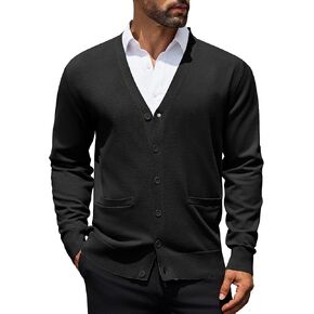 COOFANDY Mens Cardigan Sweaters Long Sleeve V Neck Cardigans Lightweight Knitted Button Down Sweaters with Pockets