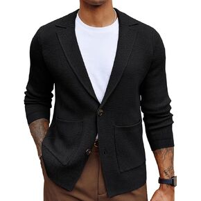 PJ PAUL JONES Mens Notch Collar Cardigan Sweaters Knit Textured Sweater Button Down Blazer with Pockets