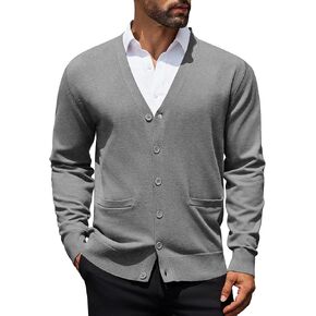 COOFANDY Mens Cardigan Sweaters Long Sleeve V Neck Cardigans Lightweight Knitted Button Down Sweaters with Pockets