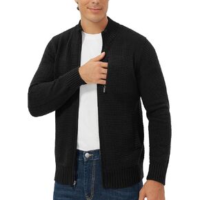 Pioneer Camp Men's Full Zip Up Cardigan Sweater Stand Collar Regular Fit Chest Pocket Knit Sweaters Casual 3 Pockets