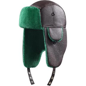 Role Play Winter Trapper Hat with Ear Flap from Christmas Vacation for Halloween Christmas Costume,Trapper Hat for Men Women with Green Faux Fur