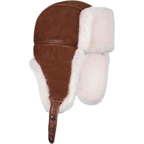 METELLINO Unisex Genuine Sheepskin Leather Russian Ushanka Winter Fur Hat, Waterproof Cap