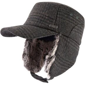 TOP-EX Oversized XL/XXL Unisex Winter Trapper Military Hat Faux Fur Earflaps Quilted Lined Baseball Cap