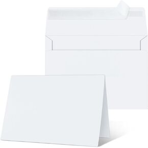 Blank Cards and Envelopes 4x6, 25 Pack White Invitation Cardstock with Envelopes, Self-Seal Blank Greeting Cards and Envelopes for DIY, Invitations, Wedding, Photos