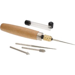 The Beadsmith Diamond Reamer Set – 4 Interchangeable Tips, Wood Handle, Storage Tube for Bits - Use on Glass, Ceramic or Stone – Tools for Opening & Enlarging Holes & Softening & Smoothing Rough Edges