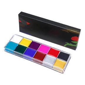 Face Paint Palette 12 Color , Non Toxic Face Painting Kit for Kids and Adults, Makeup Body Paint Set for Halloween Parties