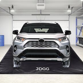 Waterproof Garage Floor Mat for Under Car, 7'9"x18' Heavy Duty Containment Mat with Free Floor Squeegee, Protects Garage Floor from Snow, Slush, Water, Mud and Oil
