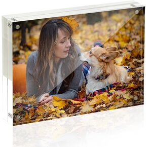 4x4 Acrylic Picture Frames, Clear Frameless Magnetic Photo Frames, Double Sided Transparent Square Frame Gift for Desktop Display(3 Pack)