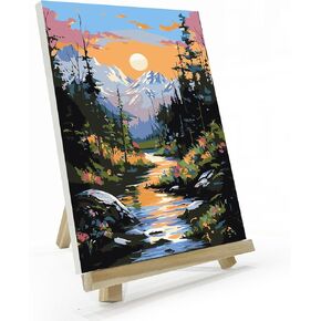 JOOZ Mountain Paint by Number for Adults, Paint by Numbers Kit for Adults with Frame, DIY Mountain Landscape Paint by Numbers Kits for Adults on Canvas, Oil Painting Kit for Home Wall Decor 8 x 12 in