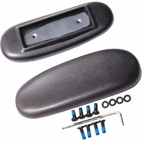Office Chair Arm Rest Replacement, Office Chair Arm Pads, Univeral 4" Mounting Hole, Computer Chair Arm Rest Pads, PU Arm Pads Caps, (Set of 2) Black with Screws Washer and Wrench