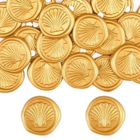 30 Pcs Sea Shell Wax Seal Stickers for Wedding Invitation Party Self Adhesive Envelope Seal Stickers for Christmas Gift Valentine's Day Birthday Envelope Wrap (Antique Gold)