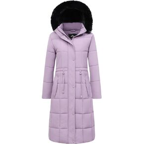 Women's Water Resistant Long Winter Coat Thickened Down Alternative Jacket Warm Puffer Jacket Hooded Parka