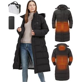 Heated Jackets for Women,Heated Jacket 8 Heating Zones,Long Winter Coats for Women