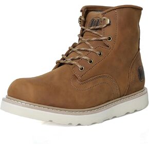 Men's 6"-8" Soft Toe Men's Work Boots, Water Resistant Leather EH Safety Boots With Non-Slip Wedge Outsole 805-809