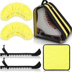 Liliful 4 Pcs Skate Guards Skate Blade Covers Towel Ice Inline Skate Bag Set Ice Skating Guards for Kids Youth Adult Figure Skating or Hockey