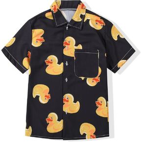 Boys Short Sleeve Shirt Hawaiian Shirt Funny Print Casual Shirt Button Down Summer