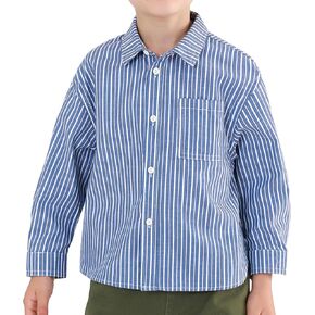 Erasers&pencils Boys and Toddler Long Sleeve Button Down Dress Shirt Casual Uniform 100% Cotton Party for Kids