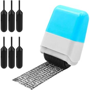 Identity Theft Protection Roller Stamp Set, Including 6-Pack Refills(No Ink Leakage) - Confidential Roller Stamp, Anti Theft, Privacy & Security Stamp, Designed for ID Blackout Security