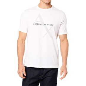 A|X ARMANI EXCHANGE mens Crew Neck Logo Tee T Shirt, Quilted Logo White, Small US