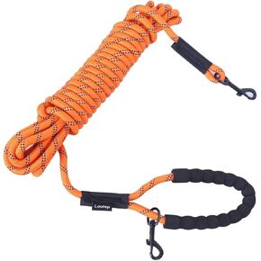 Dog Training Leash 15ft 20ft 30ft 50ft 100 feet - Extra Long Leash for Dogs with Padded Handle for Small Medium & Large Puppy Breed, Outdoor obedience, Agility Nylon Recall line Lead