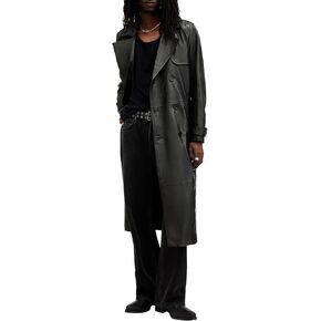 AllSaints Men's Neo Double Breasted Leather Trench Coat
