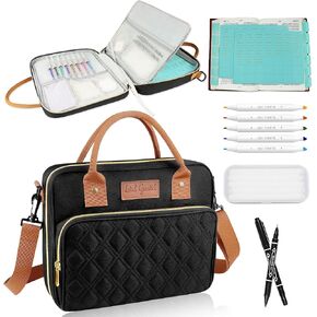 Large Bible Cover for Women Bible Case- Stylish Black Bible Covers with Shoulder Strap and Handle, Bible Study Supplies Bible Journaling Kit for Women with Leather Bible Tabs, Highlighters, Markers