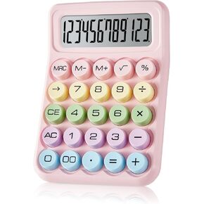 Electronic Calculator,12 Digits Large LCD Display Small Desktop Calculator,Pink Basic Calculators with Big Buttons,Easy to Press Mechanical Switch Calculator Office Supplies for Home and School (Pink)