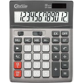 Desktop Calculator 12 Digit with Large LCD Display Big Buttons Basic Calculator Standard Function Solar Calculator with Battery Desk Calculators for Office School Home CF-1523