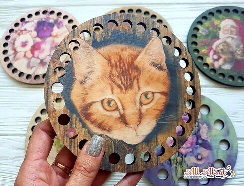 Red Cat Thread Organizer Double Sided Wooden Mouline Holder Embroidery Thread Storage Cross Stitch Sewing Floss Accessories Thread Keeper (Red Cat) in Saudi Arabia