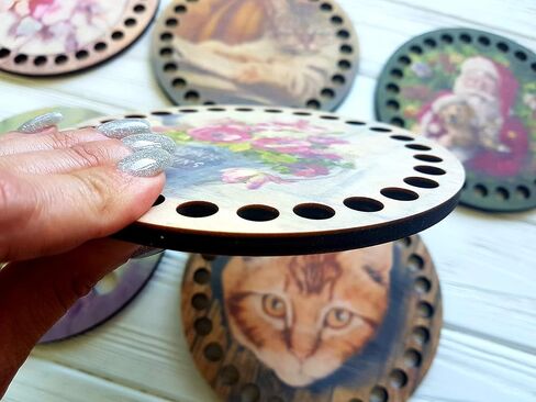 Red Cat Thread Organizer Double Sided Wooden Mouline Holder Embroidery Thread Storage Cross Stitch Sewing Floss Accessories Thread Keeper (Red Cat) in Saudi Arabia