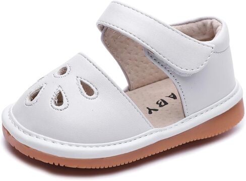 Skeblo Toddler Girls Squeaky Shoes Flower Punch Baby Mary Jane Flats Sandals (Removable Squeakers) in Saudi Arabia