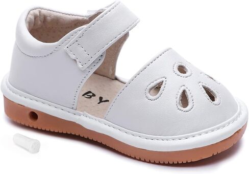 Skeblo Toddler Girls Squeaky Shoes Flower Punch Baby Mary Jane Flats Sandals (Removable Squeakers) in Saudi Arabia