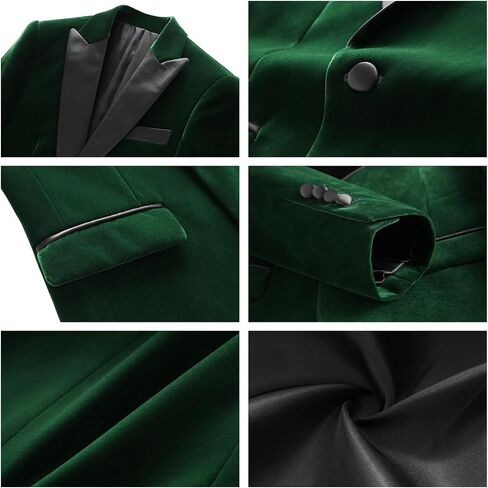 Lamgool Boys Velvet Suit Slim Fit 4 Piece Tuxedo Set with Blazer Jacket Dress Shirt Pant Bow Tie Kids Wedding Formal Outfit in Saudi Arabia