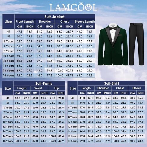 Lamgool Boys Velvet Suit Slim Fit 4 Piece Tuxedo Set with Blazer Jacket Dress Shirt Pant Bow Tie Kids Wedding Formal Outfit in Saudi Arabia