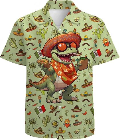 Mens Funny Hawaiian Shirts 3D Graphic Button Down Short Sleeve Tropical Holiday Beach Aloha Shirt in Kuwait