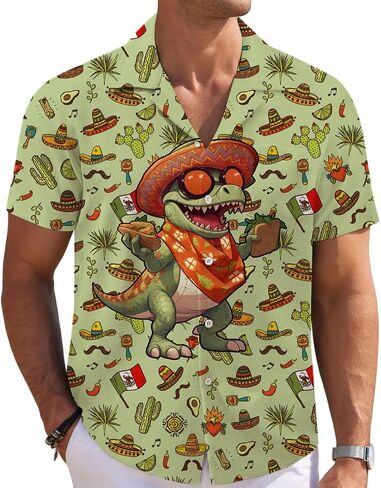 Mens Funny Hawaiian Shirts 3D Graphic Button Down Short Sleeve Tropical Holiday Beach Aloha Shirt in Kuwait