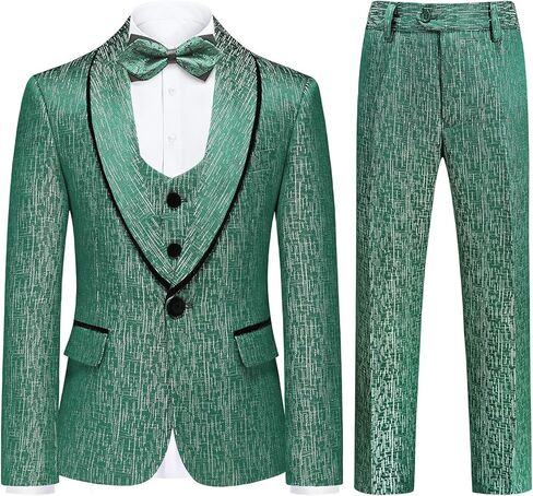 طقم بدلة سهرة للأولاد شال مخملي مخطط للأطفال 3 قطع بدلة رسمية بقصة ضيقة مع سترة وسترة وسروال in Kuwait