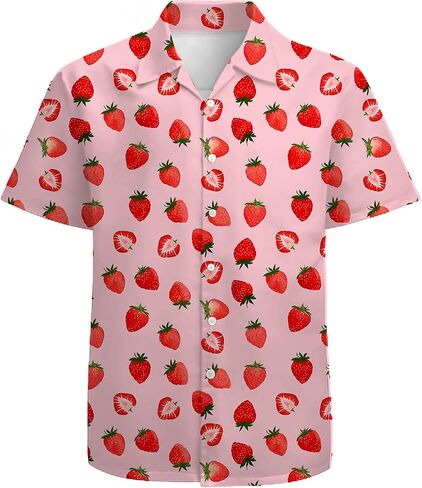 Mens Funny Hawaiian Shirts 3D Graphic Button Down Short Sleeve Tropical Holiday Beach Aloha Shirt in Saudi Arabia