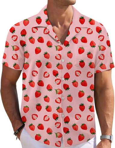 Mens Funny Hawaiian Shirts 3D Graphic Button Down Short Sleeve Tropical Holiday Beach Aloha Shirt in Saudi Arabia