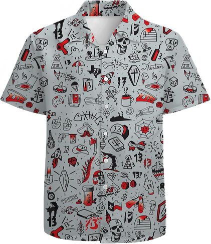 Mens Funny Hawaiian Shirts 3D Graphic Button Down Short Sleeve Tropical Holiday Beach Aloha Shirt in Saudi Arabia