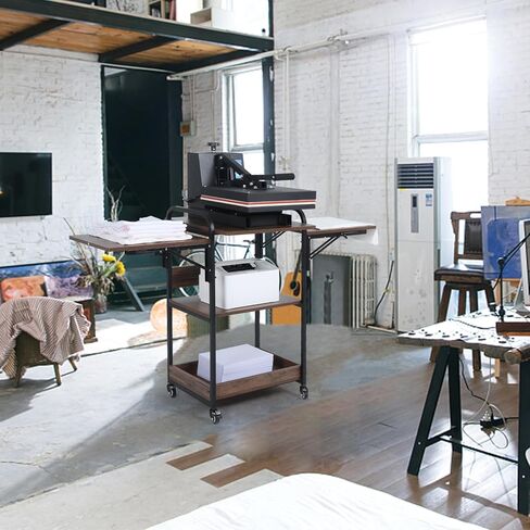 Kokorona 3 Tier Heat Press Table, Movable Heat Press Stand for Storage, Heavy Duty Heat Press Stand with Folding Working Table, Rolling Craft Station for Sublimation Print and Transfer Machine in Kuwait