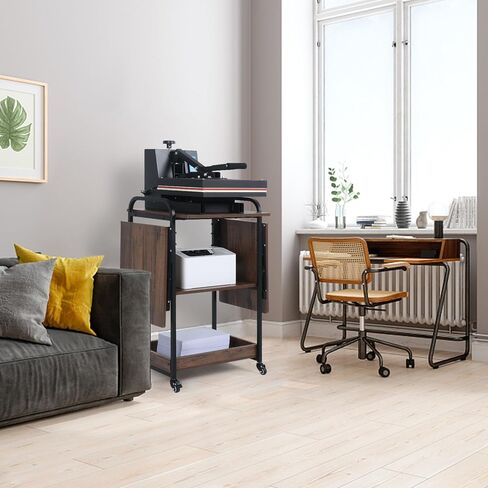 Kokorona 3 Tier Heat Press Table, Movable Heat Press Stand for Storage, Heavy Duty Heat Press Stand with Folding Working Table, Rolling Craft Station for Sublimation Print and Transfer Machine in Kuwait