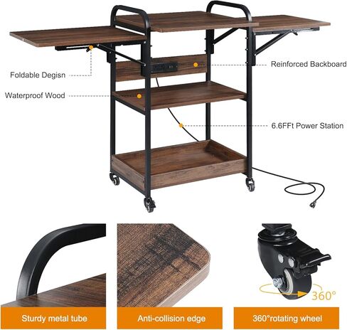 Kokorona 3 Tier Heat Press Table, Movable Heat Press Stand for Storage, Heavy Duty Heat Press Stand with Folding Working Table, Rolling Craft Station for Sublimation Print and Transfer Machine in Kuwait