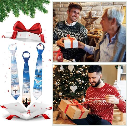 6 Pcs Nativity Ties Inspirational Christmas Neckties Christian Ties Jesus Ties Religious Manger Neckties for Men in Saudi Arabia